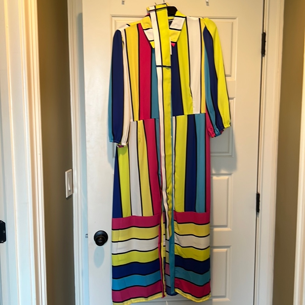 Multicolored dress midi belted dress